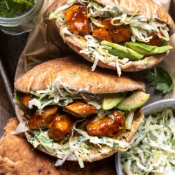 Sheet Pan Chicken Pitas With Herby Ranch Slaw