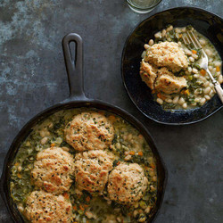 Kale &amp; White Bean Potpie With Chive Biscuits