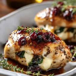 Golden-baked Chicken Stuffed With Spinach, Brie, And Honey-balsamic Cranberries