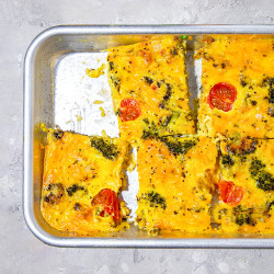 Broccoli Cheddar Sheet Pan Frittata