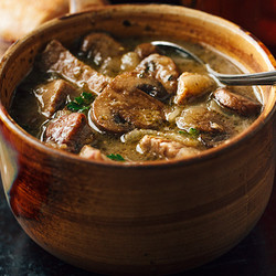 Steak And Ale Soup With Mushrooms