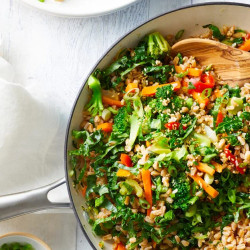 Oil-free Farro Fried Rice