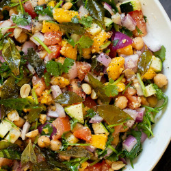 Chickpea Mango Zucchini Koshimbir Salad with Curry Leaves