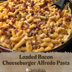 Loaded Bacon Cheeseburger Alfredo Pasta