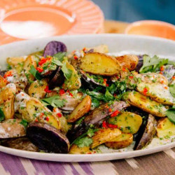 Roasted Potatoes With Warm Blue Cheese Sauce