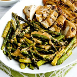 Chicken And Roasted Asparagus With Tahini Sauce
