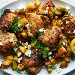 Sheet-pan Chicken And Potatoes With Feta, Lemon And Dill