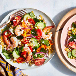 Greek Salad With Shrimp And Kamut