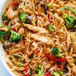 Chicken Stir Fry With Rice Noodles (30 Minute Meal)