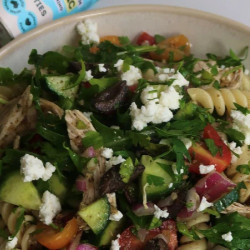 Greek Garlic Pasta Salad