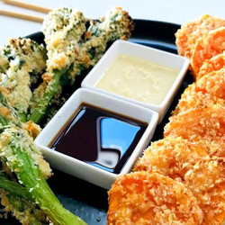 Air Fryer Tempura Broccolini And Kumara Sweet Potato