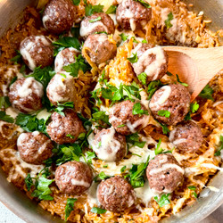 French Onion Meatball Skillet