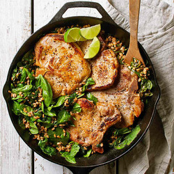 Garlic-lime Pork With Farro &amp; Spinach
