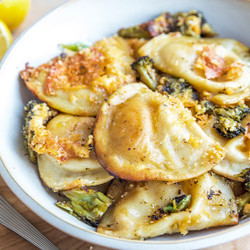 Crispy Broccoli &amp; Cheese Pierogy Skillet
