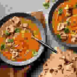 Carrot &amp; Lentil Soup With Zaatar, Toasted Flatbreads And Chilli Oil
