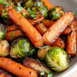 Crispy Maple Glazed Carrots And Brussel Sprouts