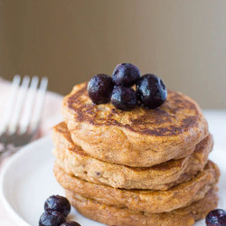Sweet Potato Pancakes With Peanut Butter Maple Syrup