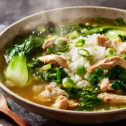 Ginger Chicken And Rice Soup With Bok Choy