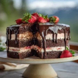 Valentine’s Day Chocolate Kahlua Cake With Strawberry Buttercream Frosting