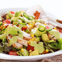 Chicken Nachos Salad With Avocado Dressing