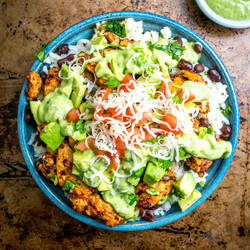 Easy Burrito Bowls With Creamy Avocado Sauce