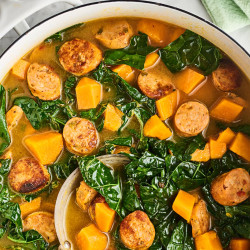 5-Ingredient Sausage, Kale, And Sweet Potato Soup
