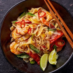 Thai Stir-fried Rice Noodles With Shrimp And Basil