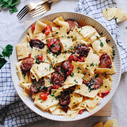 Creamy Cajun Pappardelle With Andouille Sausage
