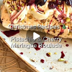 Pistachio &amp; Cherry Meringue Roulade