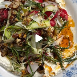 Loaded Tofu Ricotta Dip With Sesame Radish Salad And A Sumac Pecan Oil