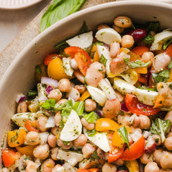 Caprese Bean Salad With Pesto Vinaigrette