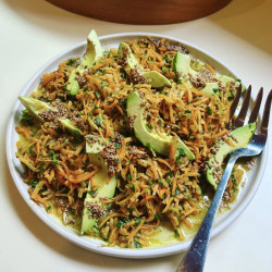 Spicy Carrot And Avo Salad With Zhoug Dressing