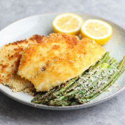 Panko Crusted Tilapia With Lemon Parmesan Asparagus