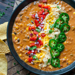 Vegetarian Lentil Tortilla Soup (Pressure Cooker)