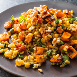 Freekeh Salad with Sweet Potato and Tahini