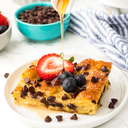 Chocolate Chip Croissant French Toast Bake