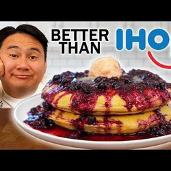 Thick Diner-style Pancakes With Whipped Maple Cinnamon Butter And Berry Compote