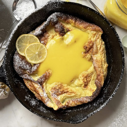 Puffy Dutch Baby Pancake With Saffron Lemon Curd