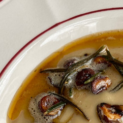 Celeriac &amp; Caramelised Onion Soup With Hazelnut Rosemary Brown Butter