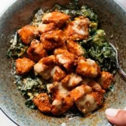Crispy Buffalo Tofu With Caesar Salad