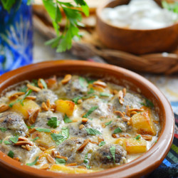Kofta Bi Tahini (ground Meat And Potatoes In Tahini Citrus Sauce)