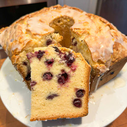 Mile High Blueberry Pound Cake With Lemon Glaze
