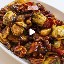 Brussels Sprouts With Bacon, Cranberries, And Candied Pecans