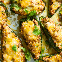 Beef &amp; Rice Stuffed Poblano Peppers
