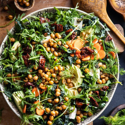 Super Green Sun-dried Tomato Herb Salad With Crispy Chickpeas