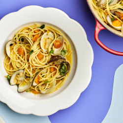 Spaghetti With Clams And Sun Gold Tomatoes