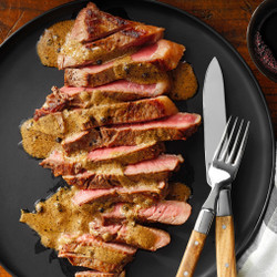Steak with Creamy Peppercorn Sauce