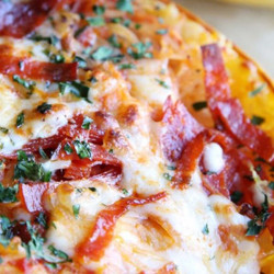 Spaghetti Squash Pepperoni Pizza Boats