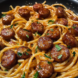 Sticky Honey Garlic Sausage Pasta