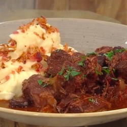 Beef Bourguignon With Perfect Mash, Crispy Onions And Bacon